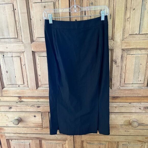 Kit And Ace Black Midi Pencil Skirt Wool Blend Zip Front Slit Office Womens Sz 4 - Picture 7 of 9